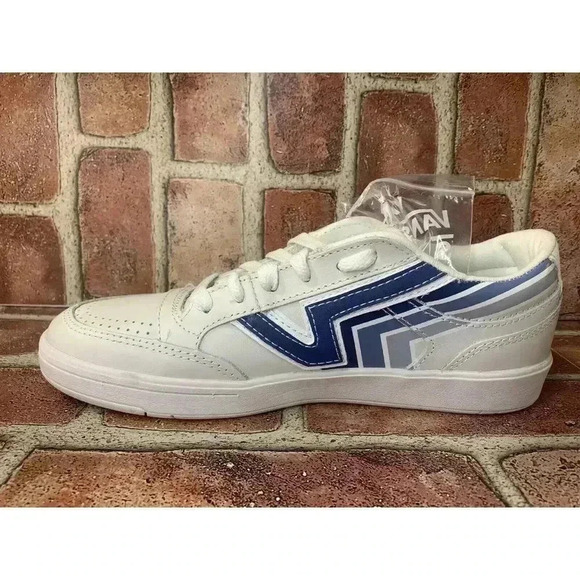 Men\'s Vans Penn Lowland Blanc De Blanc Navy White Leather Sneakers Size 7